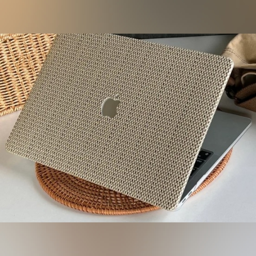 Beige Textured Laptop Case